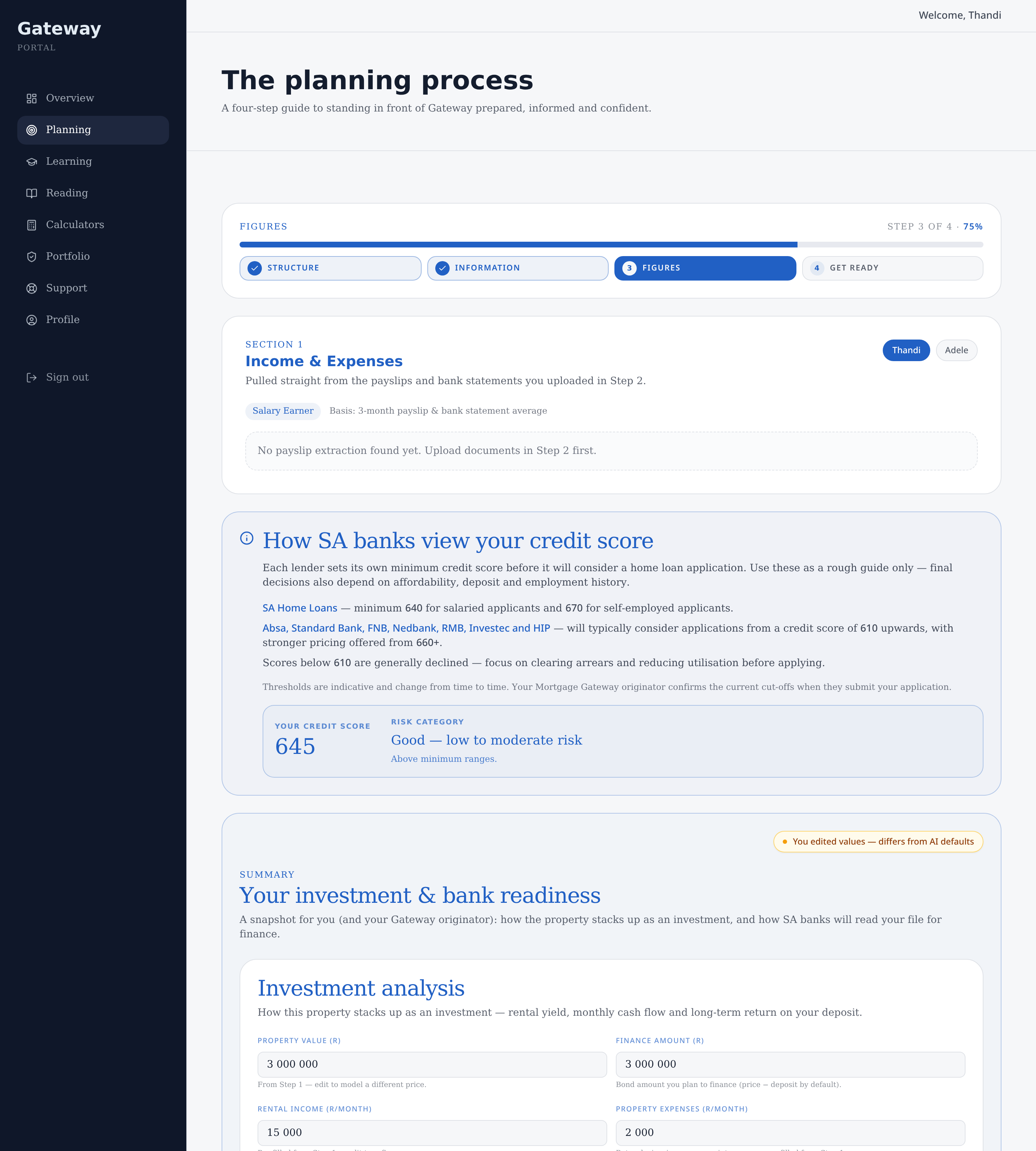 Gateway Planning screen